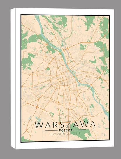 Warszawa mapa kolorowa - obraz na płótnie 90x120 cm Inna marka