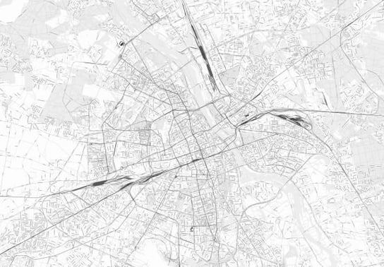Warszawa - Mapa W Odcieniach Szarości - Fototapeta Nice Wall