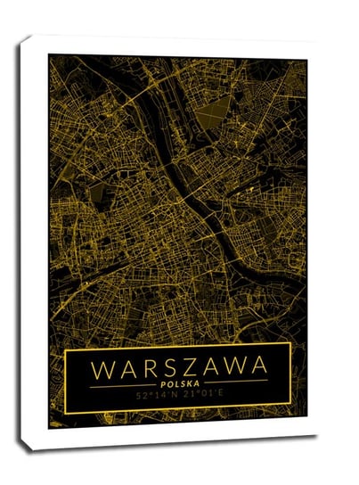 Warszawa mapa złota - obraz na płótnie 40x50 cm Galeria Plakatu