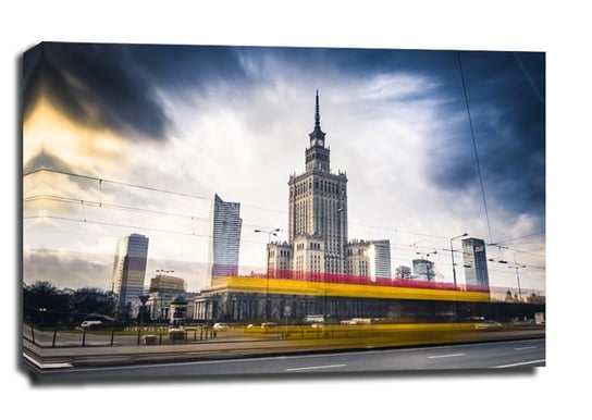 Warszawa Panorama Miasta W ruchu - obraz na płótnie 100x70 cm Galeria Plakatu