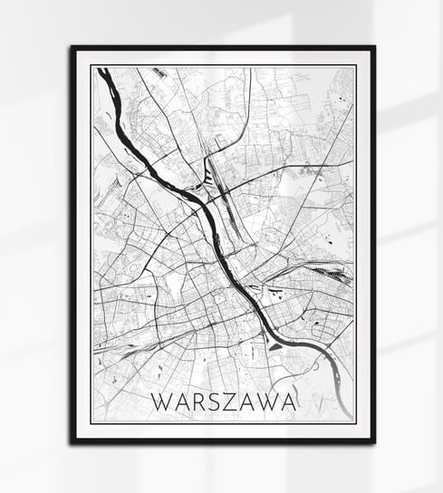 WARSZAWA plakat mapa czarno-biała plan 40x30 cm A3, 3 Inna marka