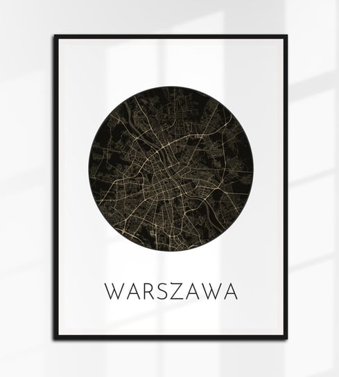 WARSZAWA plakat OKRĄGŁA mapa czarno-biała plan 40x30 cm A3, 1 Inna marka