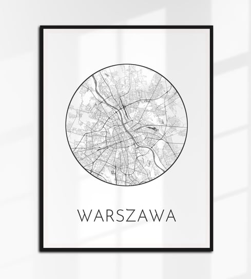 WARSZAWA plakat OKRĄGŁA mapa czarno-biała plan 70x50 cm B2, 2 Inna marka