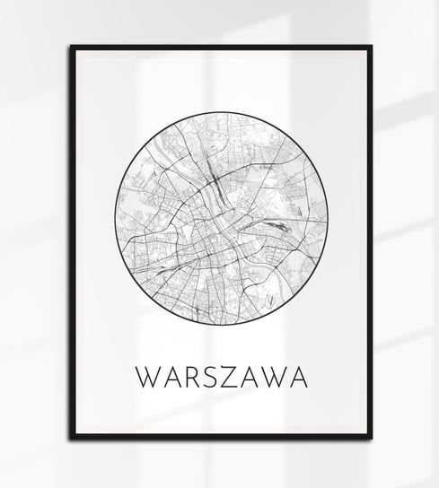 WARSZAWA plakat OKRĄGŁA mapa czarno-biała plan 70x50 cm B2, 5 Inna marka