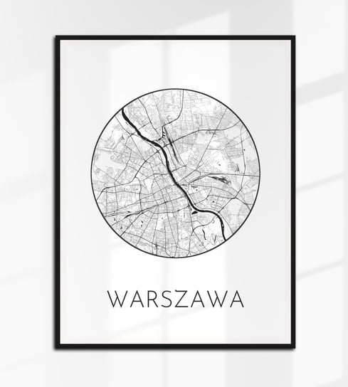 WARSZAWA plakat OKRĄGŁA mapa czarno-biała plan 70x50 cm B2, 6 Inna marka