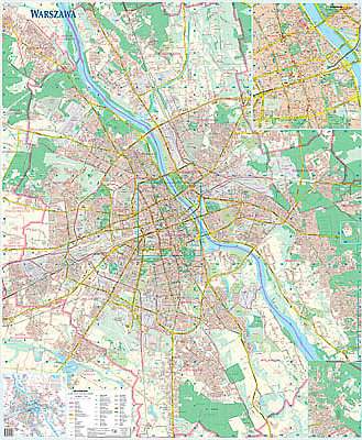 Warszawa. Plan Miasta. Mapa Ścienna Opracowanie zbiorowe