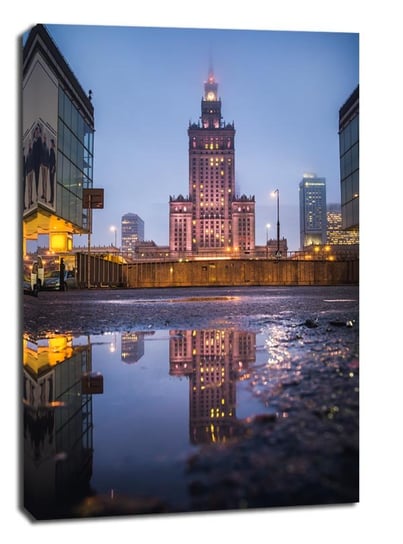 Warszawa w kałuży - obraz na płótnie 50x70 cm Galeria Plakatu