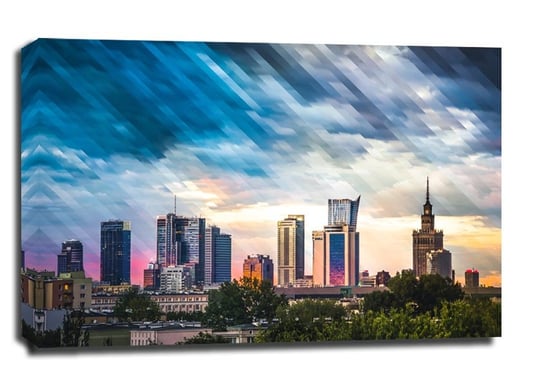 Warszawa Wieżowce Panorama Miasta - obraz na płótnie 40x30 cm Galeria Plakatu