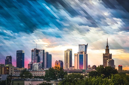 Warszawa Wieżowce Panorama Miasta - plakat premium 120x90 cm Inna marka