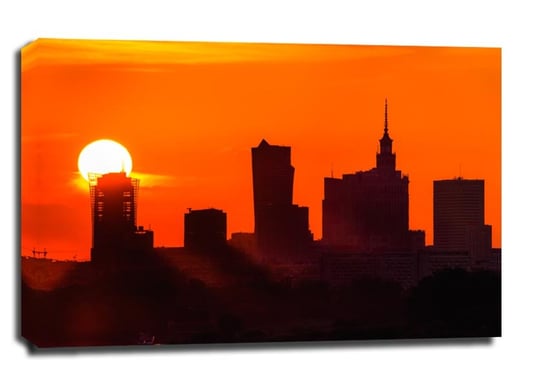 Warszawa Zachód słońca Wielka kula - obraz na płótnie 100x70 cm Galeria Plakatu