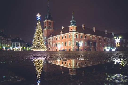 Warszawa Zamek Królewski Zimowy Plac Zamkowy - plakat premium 120x90 cm Inna marka