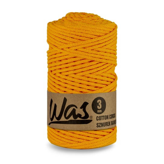 WAS/Sznurek bawełniany z poliestrowym rdzeniem, pleciony, 3mm, 100m, ciemny żółty Inna marka