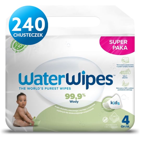 WaterWipes Chusteczki BIO Soapberry nawilżane wodne dla dzieci 4x60 szt. WaterWipes