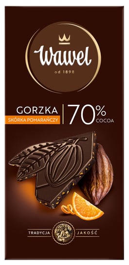 Wawel, czekolada gorzka premium 70% kakao ze skórką pomarańczy, 100 g Wawel