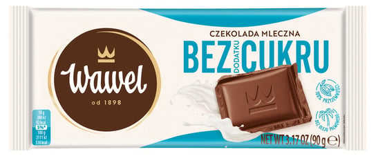 Wawel, czekolada mleczna bez dodatku cukru, 90 g Wawel