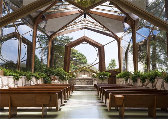 Wayfarers Chapel, also known as "The Glass Church" is located in Rancho Palos Verdes, California., Carol Highsmith - plakat 42x29,7 cm Galeria Plakatu
