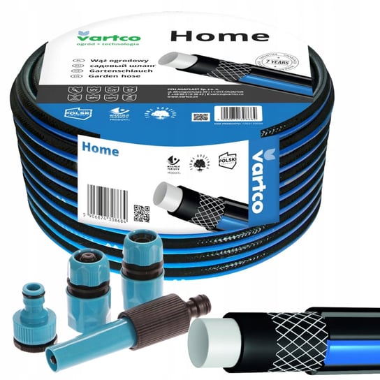 Wąż Ogrodowy 4-Warstwowy 25Bar 3/4'' 50M + Zestaw Końcówek Produkt Polski VARTCO
