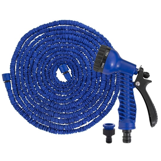 Wąż ogrodowy rozciągliwy SPRINGOS, z pistoletem, niebieski, 15-45 m Springos