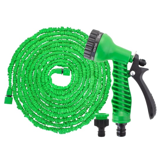 Wąż ogrodowy rozciągliwy SPRINGOS, z pistoletem, zielony, 10-30 m Springos