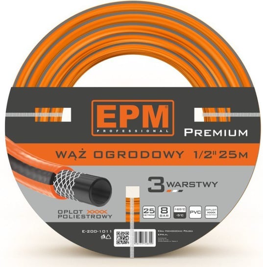 Wąż ogrodowy zbrojony PREMIUM 1/2" 25mb EPM EPM