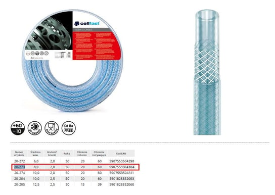 Wąż techniczny cELLFAST c20-273, 8x2 mm, 50 mb Cellfast