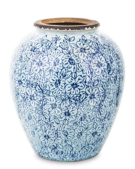 Wazon Ceramiczny Biały Blue Flowers Duży MIA home