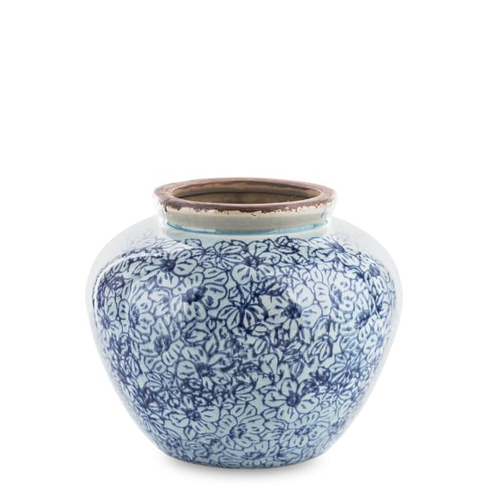 Wazon ceramiczny Blue Flowers mały 15x15x15 cm MIA home