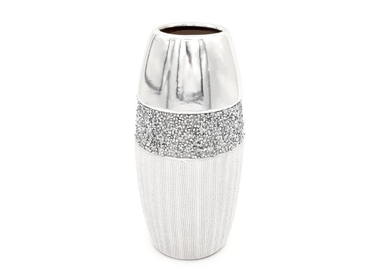 Wazon Ceramiczny Srebrny Okrągły Z Kryształkami Glamour 23 Cm Inna marka