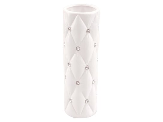 Wazon ceramiczny z kryształkami glamour biały okrągły wysoki pikowany 29 cm Inny producent