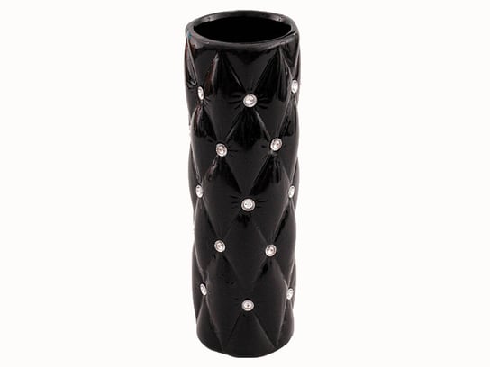 Wazon ceramiczny z kryształkami glamour czarny okrągły wysoki pikowany 29 cm Inny producent