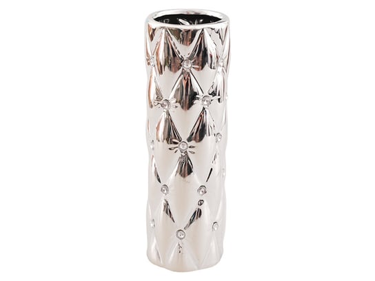 Wazon ceramiczny z kryształkami glamour srebrny okrągły wysoki pikowany 27cm Inny producent