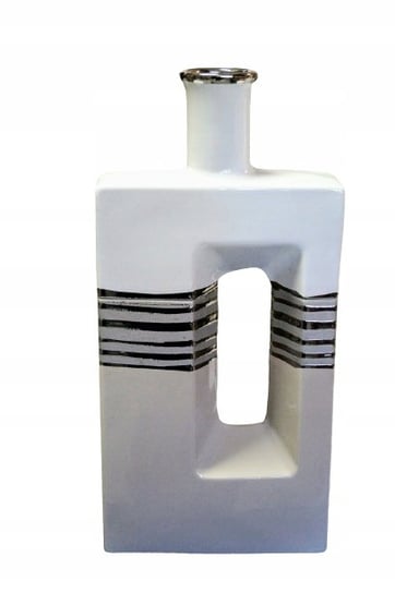 Wazon dekoracyjny ceramiczny beżowo-biały 38 cm Ewax