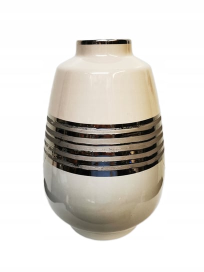 Wazon dekoracyjny ceramiczny beżowo-szary 26 cm Ewax