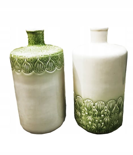 Wazon dekoracyjny ceramiczny biało-zielony 36 cm Kaemingk