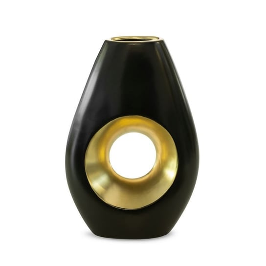 Wazon Dekoracyjny Ceramiczny Mira 17X8X25 Czarny + Złoty Eurofirany