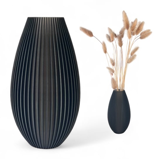 Wazon nietłukący 20 cm ryflowany Nowoczesny wazon grafit 3D kwiaty Kajawis