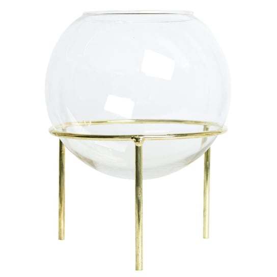 Wazon szklana kula na złotej podstawie DUWEN Fosm, złoty, 19 cm Duwen