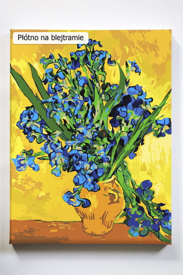 Wazon z irysami, van Gogh, malarz, bukiet, kwiaty, malowanie po numerach, blejtram Akrylowo