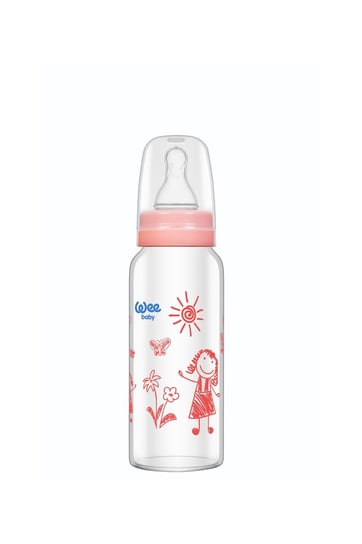 Wee Baby Butelka Ze Szkła Żaroodporna 180Ml 0M+ Różowa Inna marka