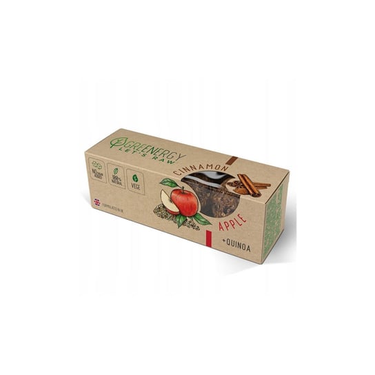 Wegańska Przekąska - Kulki Jabłkowo-Cynamonowe z Quinoa [100% Naturalne Składniki | Bez Dodatku Cukru] "Apple & Cinnamon + Quinoa" 48g Greenergy Let's Raw Greenergy