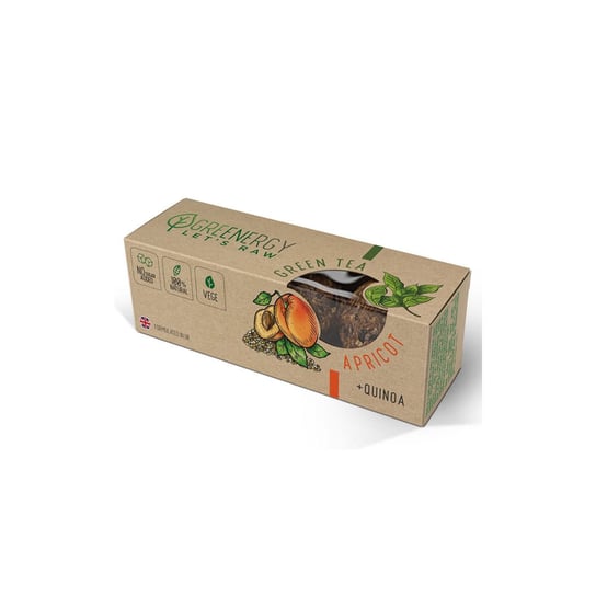 Wegańska Przekąska - Kulki Morelowe z Zieloną Herbatą + Quinoa [100% Naturalne Składniki | Bez Dodatku Cukru] "Green Tea & Apricot + Quinoa" 48g Greenergy Let's Raw Greenergy