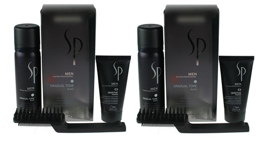 Wella SP Men Gradual, Zestaw maskujący siwiznę włosów dla mężczyzn pianka pigmentująca 60ml + szampon 30ml + szczotka, x2 Wella
