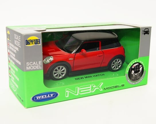 Welly 1:34 Mini Cooper New Mini Hatch - czerwony Welly