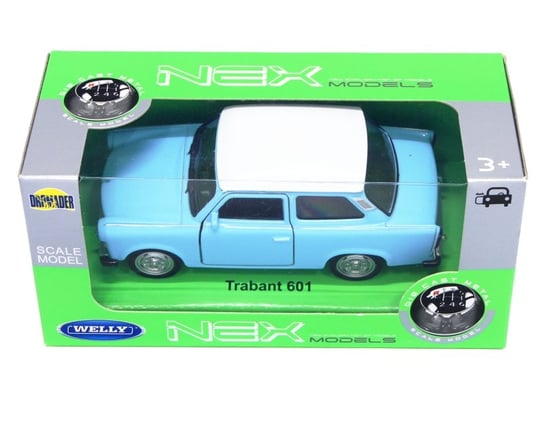WELLY 1:39 Trabant 601 niebieski, biały dach Welly