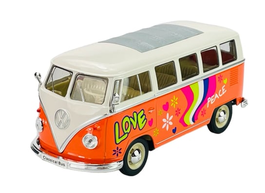 WELLY 1963 VW VOLKSWAGEN T1 BUS POMARAŃCZOWY KWIATKI 1:24 Welly