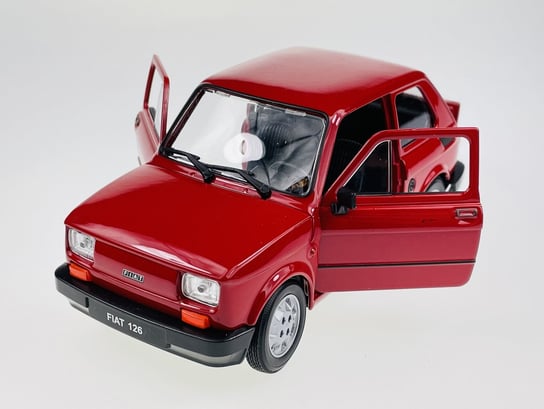 Welly Fiat 126P Ciemno Czerwony 1:21 Samochód Nowy Metalowy Model Welly