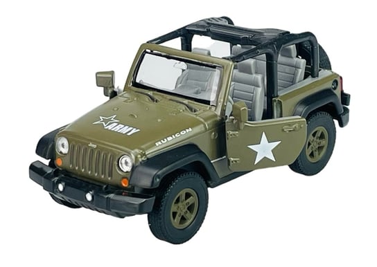 WELLY JEEP WRANGLER RUBICON BEZ DACHU WOJSKOWY 1:34 SAMOCHÓD NOWY METALOWY MODEL Welly