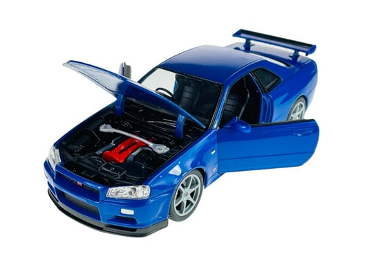 Welly Nissan Skyline Gt-R R34 Niebieski 1:24 Samochód Nowy Metalowy Model Welly