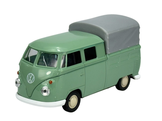 Modellino Auto Welly VW T1 Double Cabin Pick Up Scala 1:34, Blu, Nuovo In Scatola