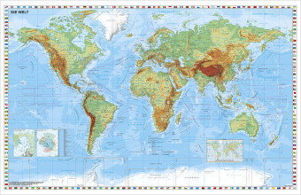 Weltkarte physisch - Wandkarte laminiert Stiefel Eurocart Gmbh